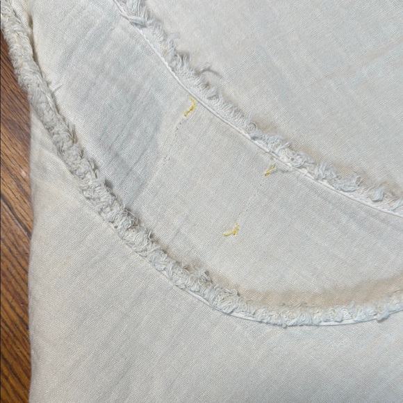 9SEED Women's 100% Slub Cotton Short Sleeve Cream Top Raw Hems Boxy‎ Fit Size 1 - Picture 10 of 11